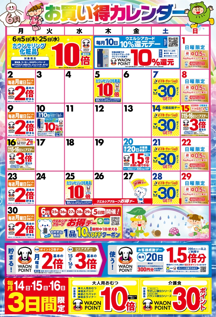 6月度のお買い得なポイント販促日