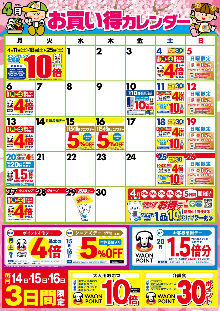 4月度のお買い得なポイント販促日